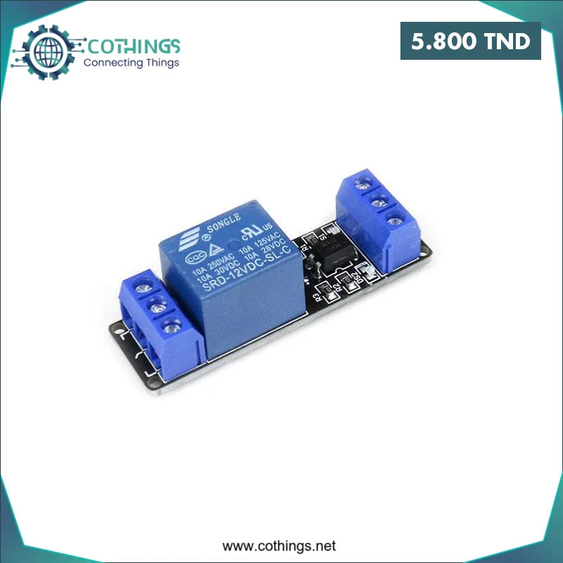 Acheter Module relais 12V 1 canal en Tunisie -  Disponible au meilleur prix sur CoThings