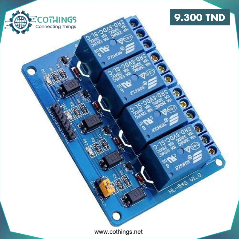 Acheter Module Relais 4 canaux 5V en Tunisie -  Disponible au meilleur prix sur CoThings