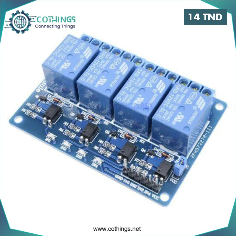 Acheter Module de relais 4 canaux (avec couplage de lumière) 12 V en Tunisie -  Disponible au meilleur prix sur CoThings