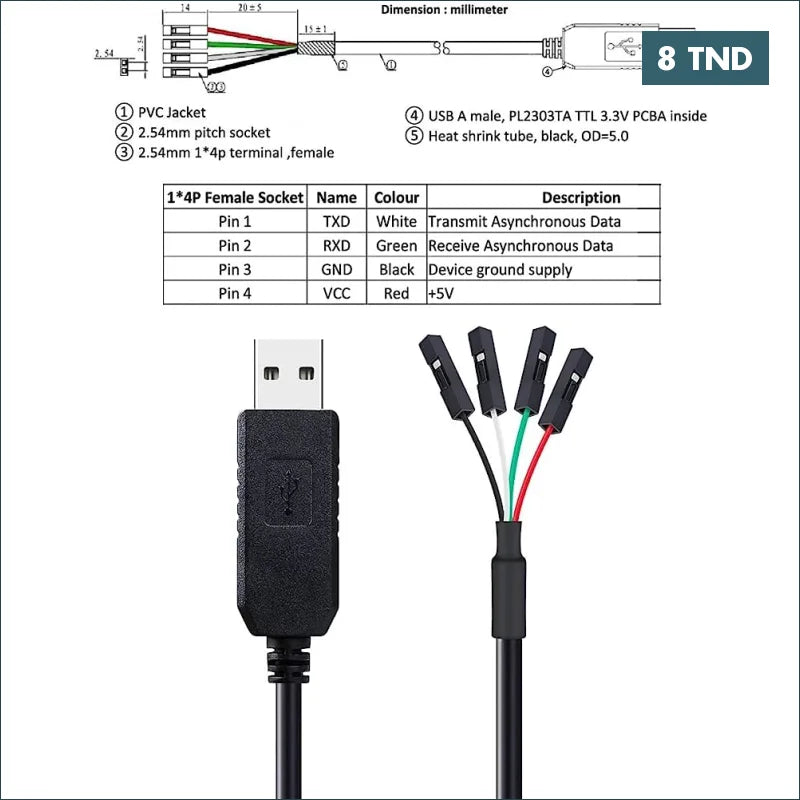 Acheter Module De Téléchargement PL2303 TA USB Vers TTL RS232 en Tunisie -  Disponible au meilleur prix sur CoThings