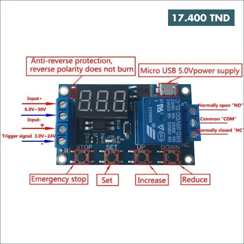 Acheter Module Temporisation Retardée Relai 6-30V XY-J02 MOSFET en Tunisie -  Disponible au meilleur prix sur CoThings
