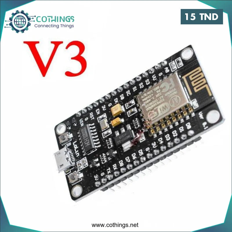 Acheter Module Wifi série ESP8266 NodeMcu Lua Wifi V3 CH340 en Tunisie -  Disponible au meilleur prix sur CoThings