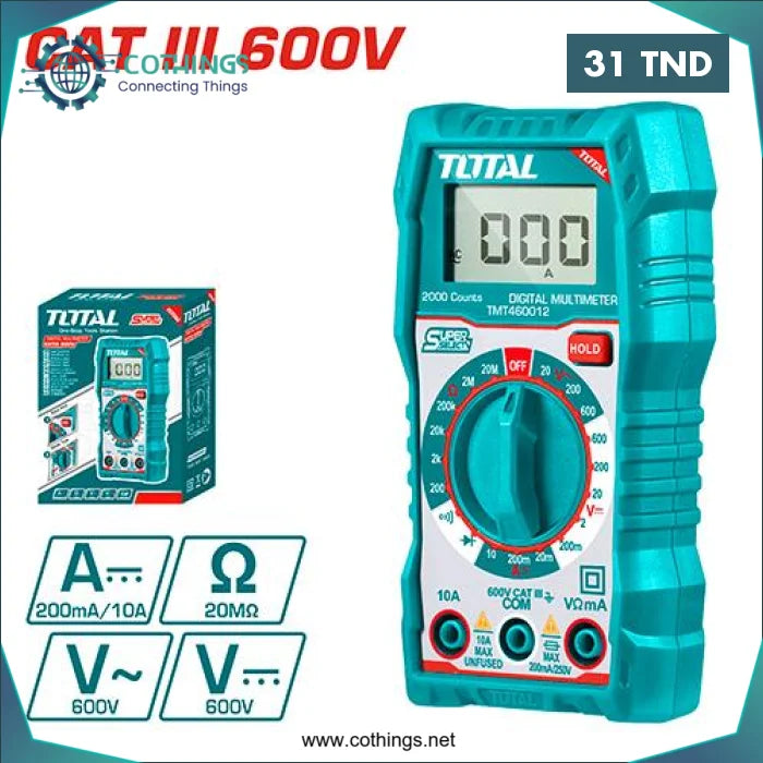 Acheter Multimètre numérique TOTAL 600V en Tunisie -  Disponible au meilleur prix sur CoThings