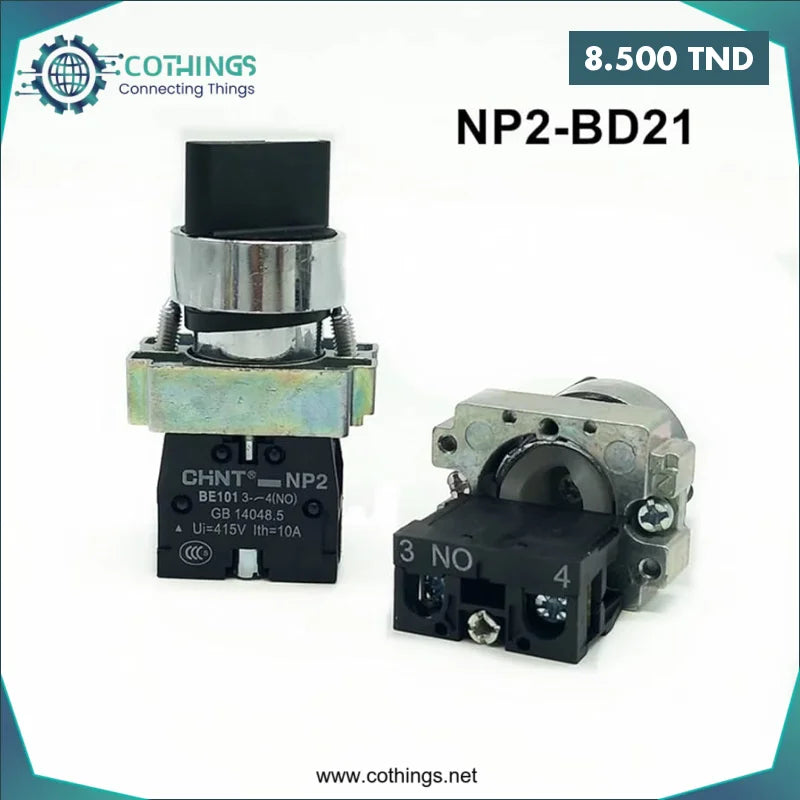 Acheter NP2-BD21 (R) Interrupteur sélecteur 2 positions (1NO) en Tunisie -  Disponible au meilleur prix sur CoThings