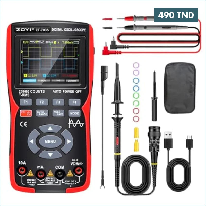 Acheter Oscilloscope à 2 canaux (50 MHz) + Multimètre + Générateur de signaux ZOYI ZT-703S (3 en 1) en Tunisie -  Disponible au meilleur prix sur CoThings