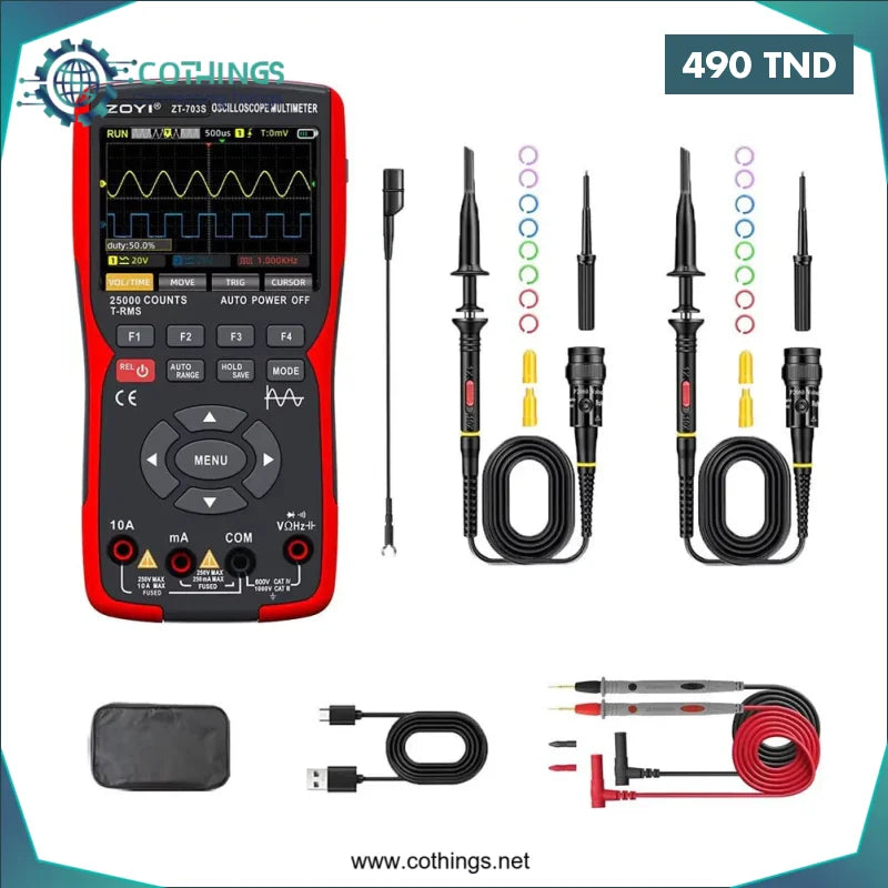 Acheter Oscilloscope à 2 canaux (50 MHz) + Multimètre + Générateur de signaux ZOYI ZT-703S (3 en 1) en Tunisie -  Disponible au meilleur prix sur CoThings