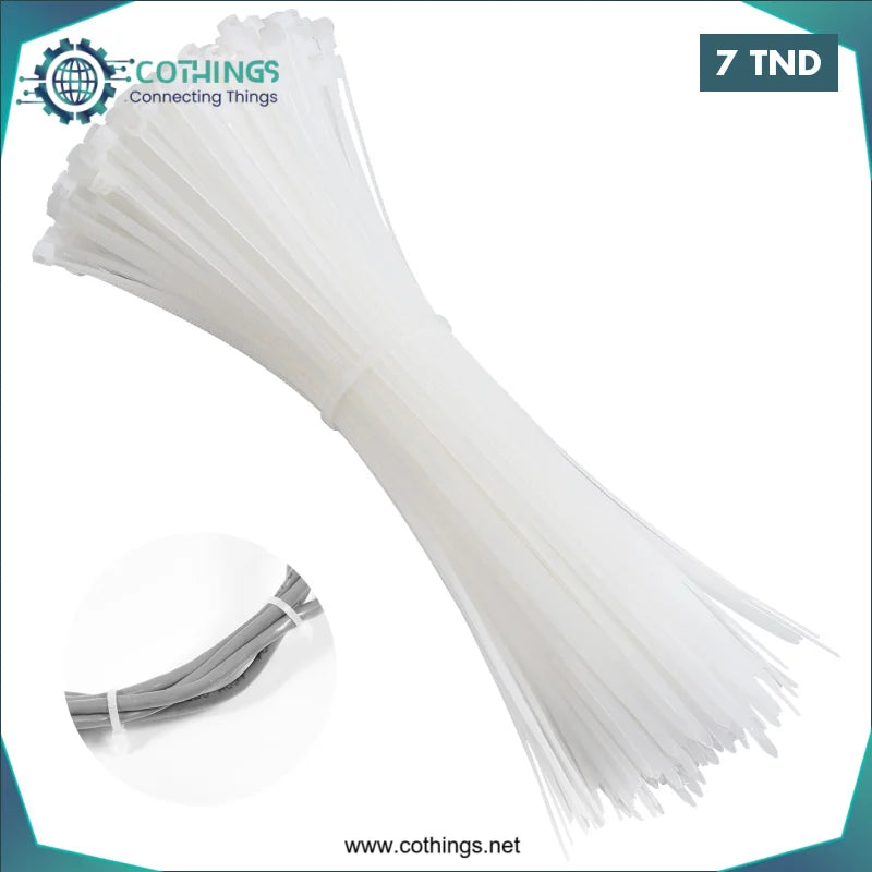 Acheter Pack 80 Attaches Serre-câble blanc 200mm en Tunisie -  Disponible au meilleur prix sur CoThings