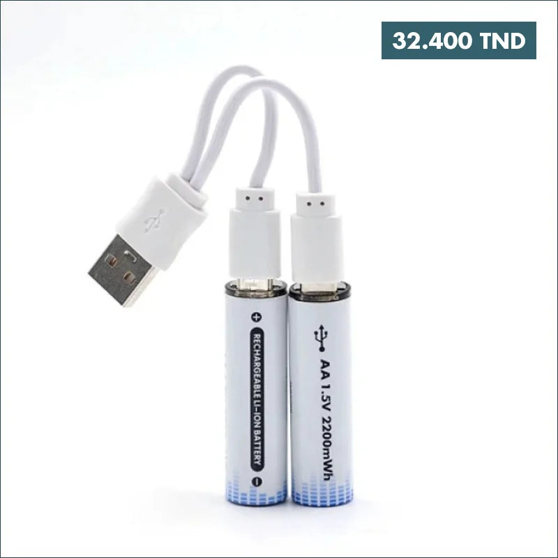 Acheter Pile AA USB rechargable 2200W (pack de 2 piles) en Tunisie -  Disponible au meilleur prix sur CoThings