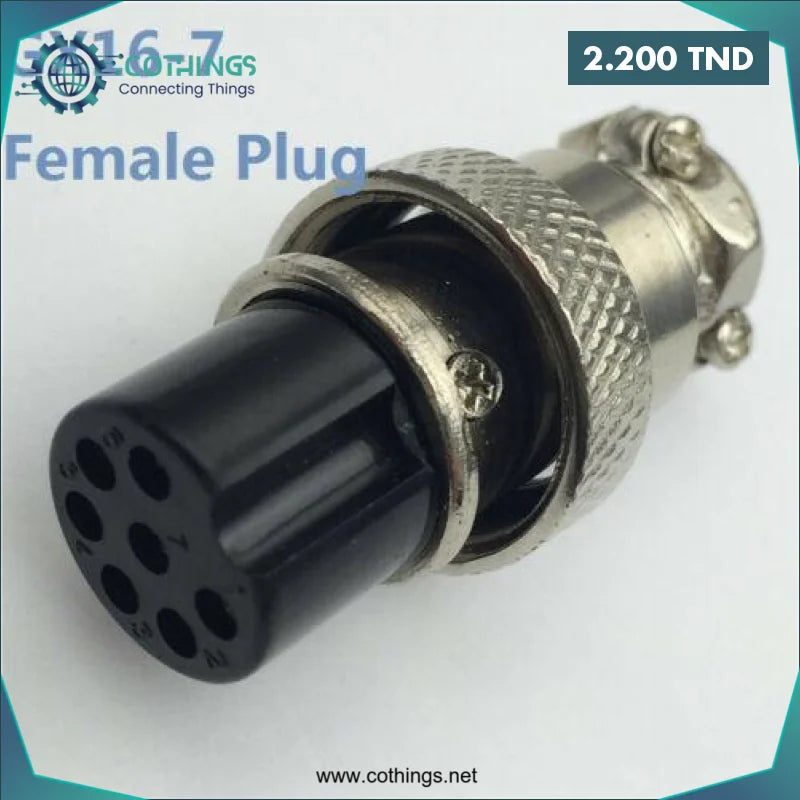 Acheter Connecteur Metallique GX16 Circulaire Prise Aviation 7PIN  Femelle en Tunisie -  Disponible au meilleur prix sur CoThings