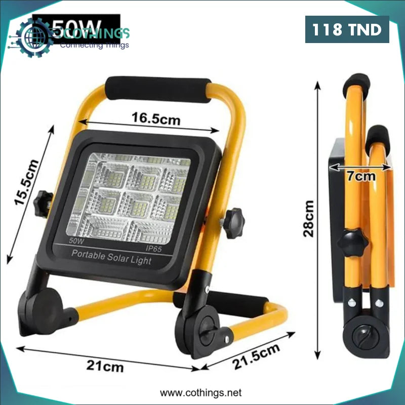 Acheter Projecteur LED 50W Rechargeable IP65 Projecteur solaire en Tunisie -  Disponible au meilleur prix sur CoThings