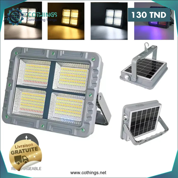 Acheter Projecteur solair multifonctionnel portable rechargeable 7200Mah par USB en Tunisie -  Disponible au meilleur prix sur CoThings