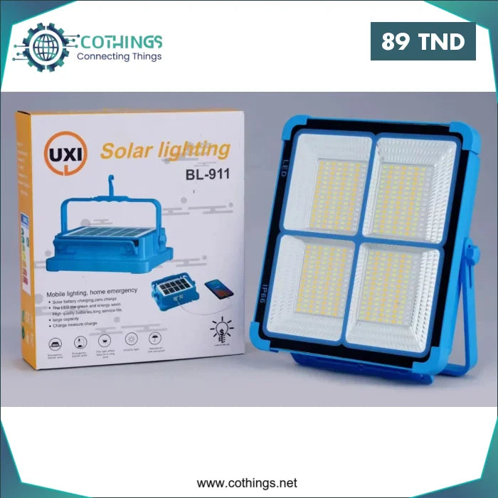 Acheter Projecteur solaire 50w rechargeable avec batteries 18650 sortie Port USB 5V/2A en Tunisie -  Disponible au meilleur prix sur CoThings