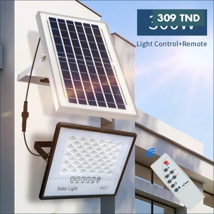 Acheter Projecteur Solaire LED Étanche Détecteur Lumière Avec Télécommande 300w avec telecommande en Tunisie -  Disponible au meilleur prix sur CoThings