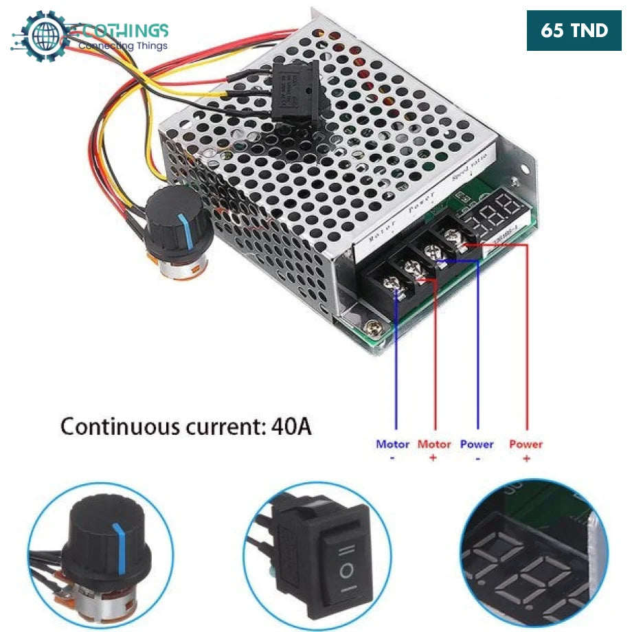 Contrôleur Moteur DC Gebildet 12V-48V/20A - Module PWM Vitesse Réglable, Puissance 1200W