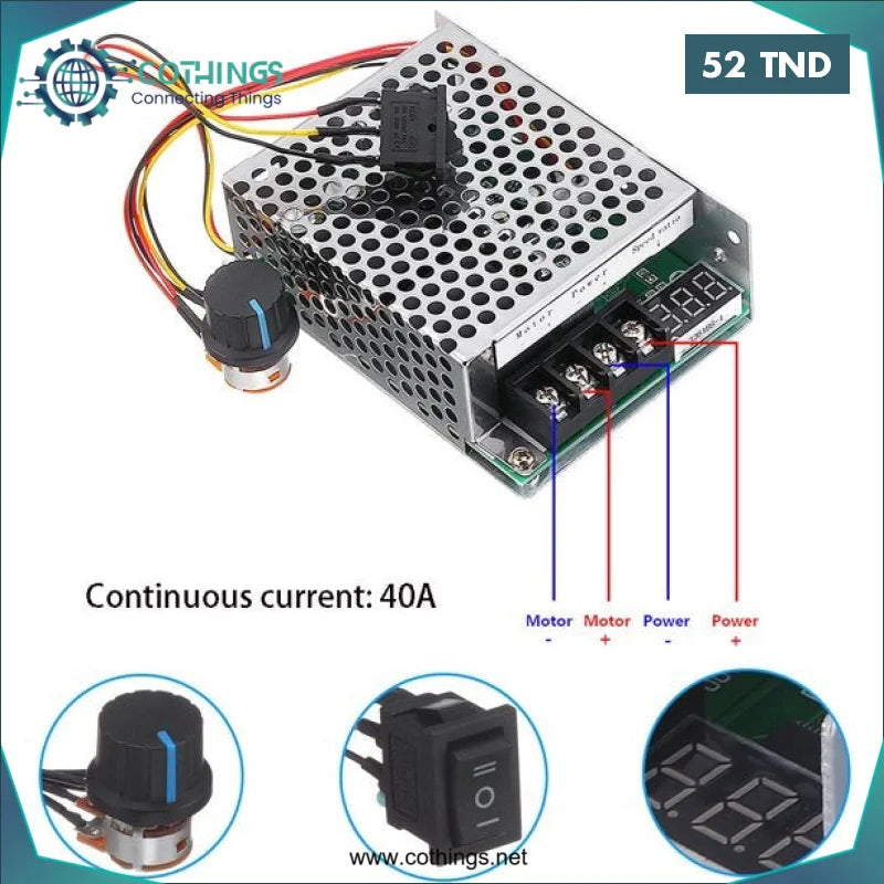 Acheter PWM Contrôleur de vitesse de moteur à courant continu 12V 24V 36V 40A en Tunisie -  Disponible au meilleur prix sur CoThings