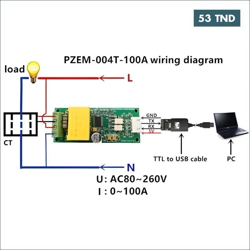 Acheter PZEM-004T avec Split CT en Tunisie -  Disponible au meilleur prix sur CoThings