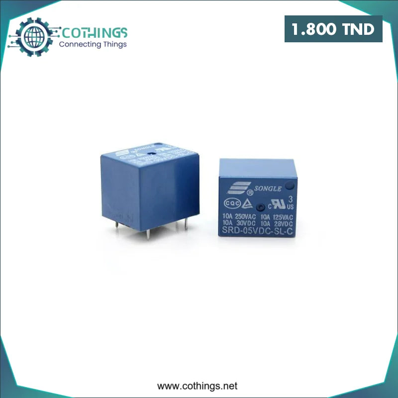 Acheter RELAIS DIP5 5V SRD-05VDC-SL-C 5 pins en Tunisie -  Disponible au meilleur prix sur CoThings