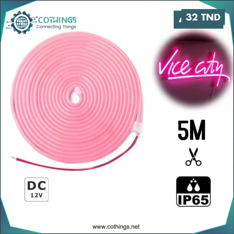 Acheter Ruban LED Blanc Rose 5M Flexible 12V en Tunisie -  Disponible au meilleur prix sur CoThings