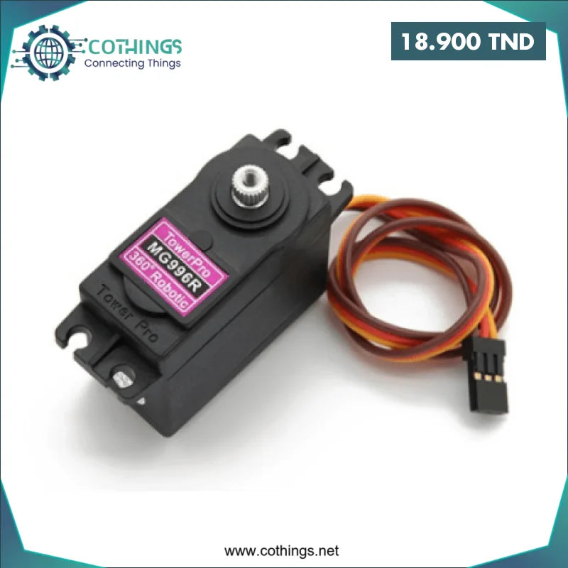 Acheter Servo MG996R PRO 13KG 360 degrés de haute qualité en Tunisie -  Disponible au meilleur prix sur CoThings