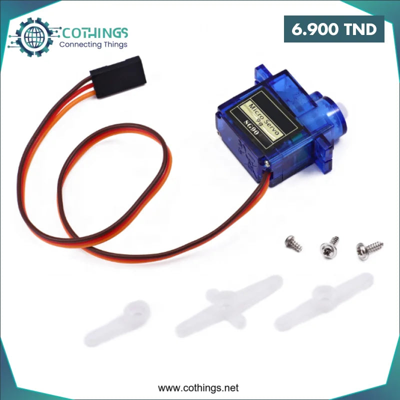 Acheter Servo SG90 9g 180 degrés (puce d’origine) couple : 1KG en Tunisie -  Disponible au meilleur prix sur CoThings
