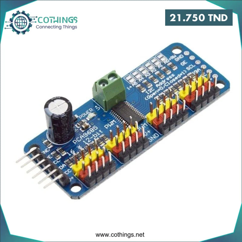 Acheter Shield Pilote i2c PCA9685 servo 16 canaux PWM pour Arduino ou Raspberry PI en Tunisie -  Disponible au meilleur prix sur CoThings