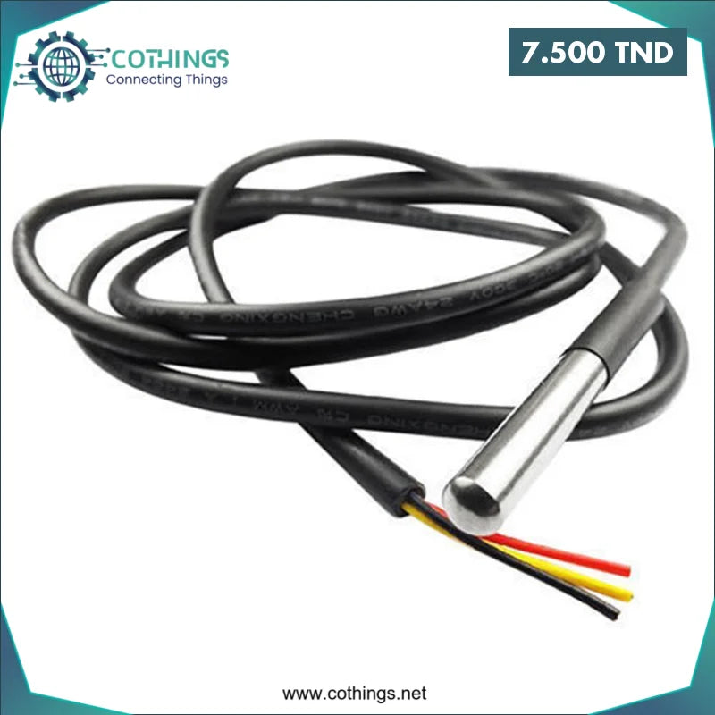 Acheter Sonde thermique numérique étanche DS18B20 1m avec puce d’origine(26AWG) en Tunisie -  Disponible au meilleur prix sur CoThings