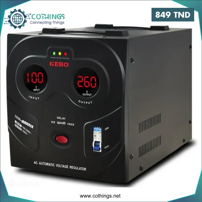 Acheter Stabilisateur de tension KEBO ODR-8KVA-100v / 260V en Tunisie -  Disponible au meilleur prix sur CoThings