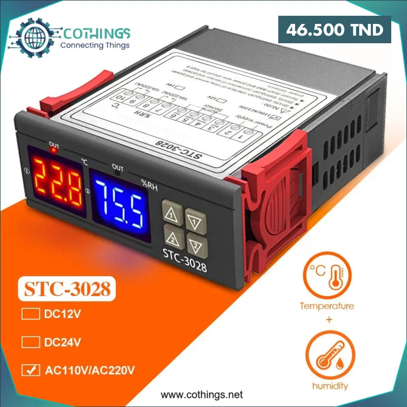 Acheter STC-3028 Controleur Regulateur De Température Et Humidité 220V en Tunisie -  Disponible au meilleur prix sur CoThings
