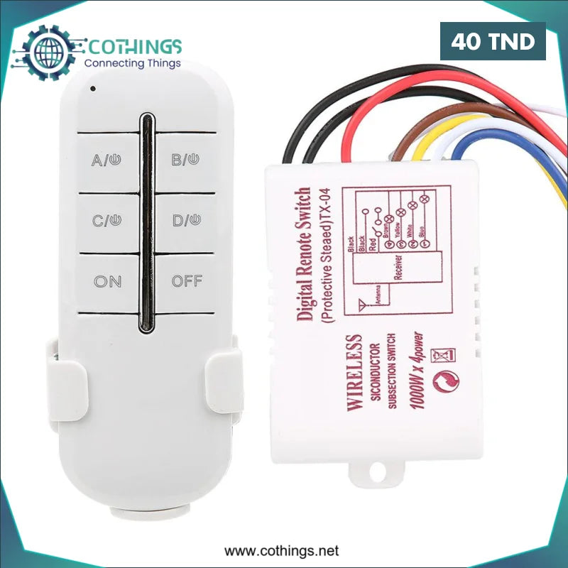 Acheter Telecommande Sans Fil ON/OFF pour Éclairage – 230V – 4 Canaux en Tunisie -  Disponible au meilleur prix sur CoThings