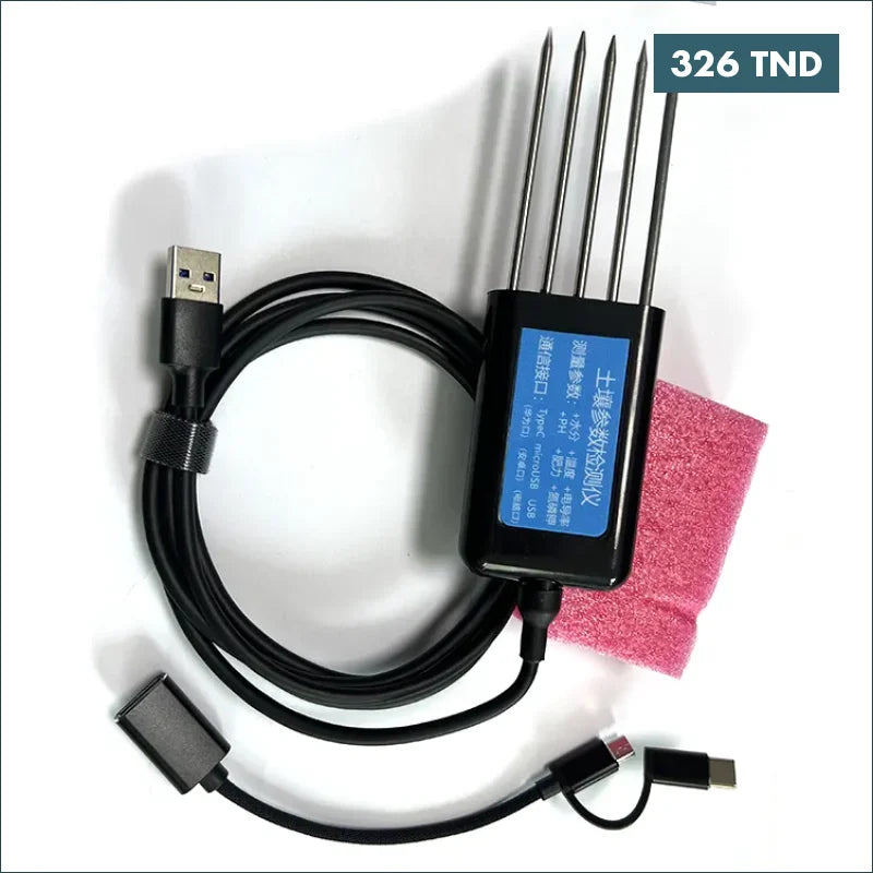 Acheter Testeur d'humidité et de température du sol 8 en 1 EC, npk, ph avec USB Type-C pour smartphone, PC, raspberry (non compatible avec IOS) en Tunisie -  Disponible au meilleur prix sur CoThings
