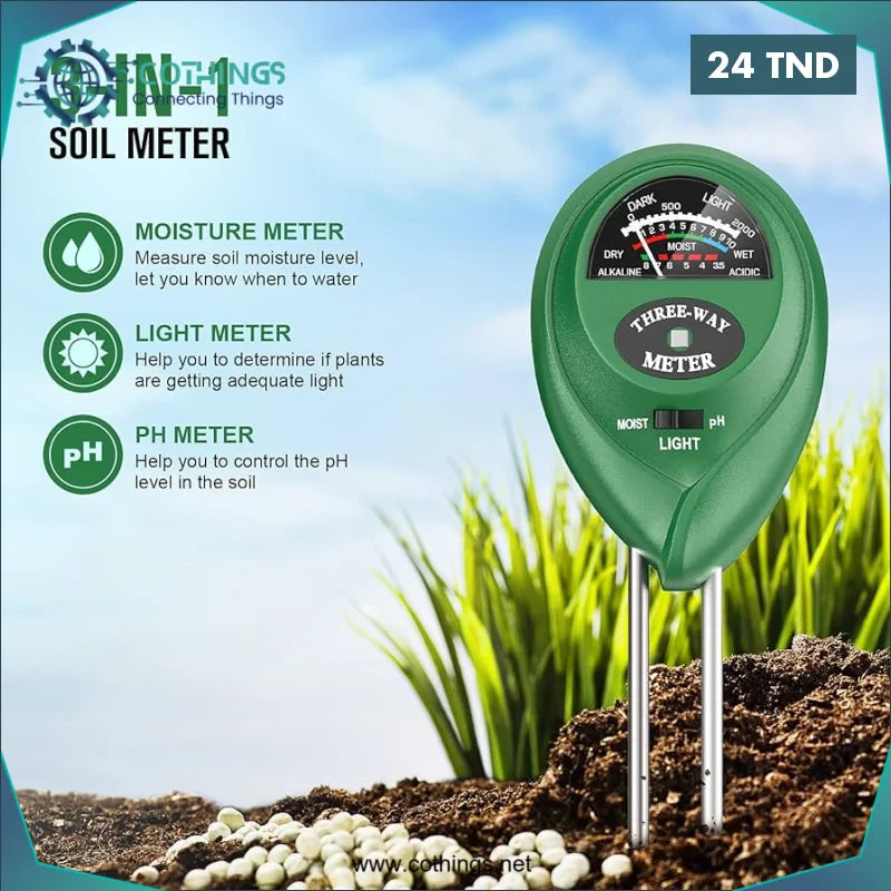 Acheter Testeur de sol 3-en-1 (humidité, lumière, pH) en Tunisie -  Disponible au meilleur prix sur CoThings