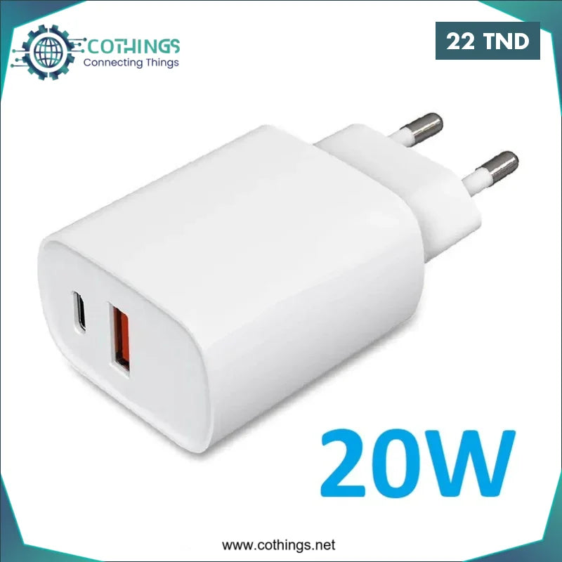Acheter Tête de chargeur 20W USB Type-C en Tunisie -  Disponible au meilleur prix sur CoThings
