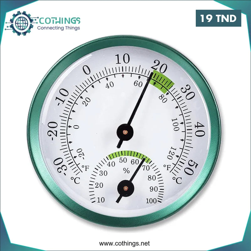 Acheter Thermomètre et hygromètre 2 en 1 en acier inoxydable, vert en Tunisie -  Disponible au meilleur prix sur CoThings