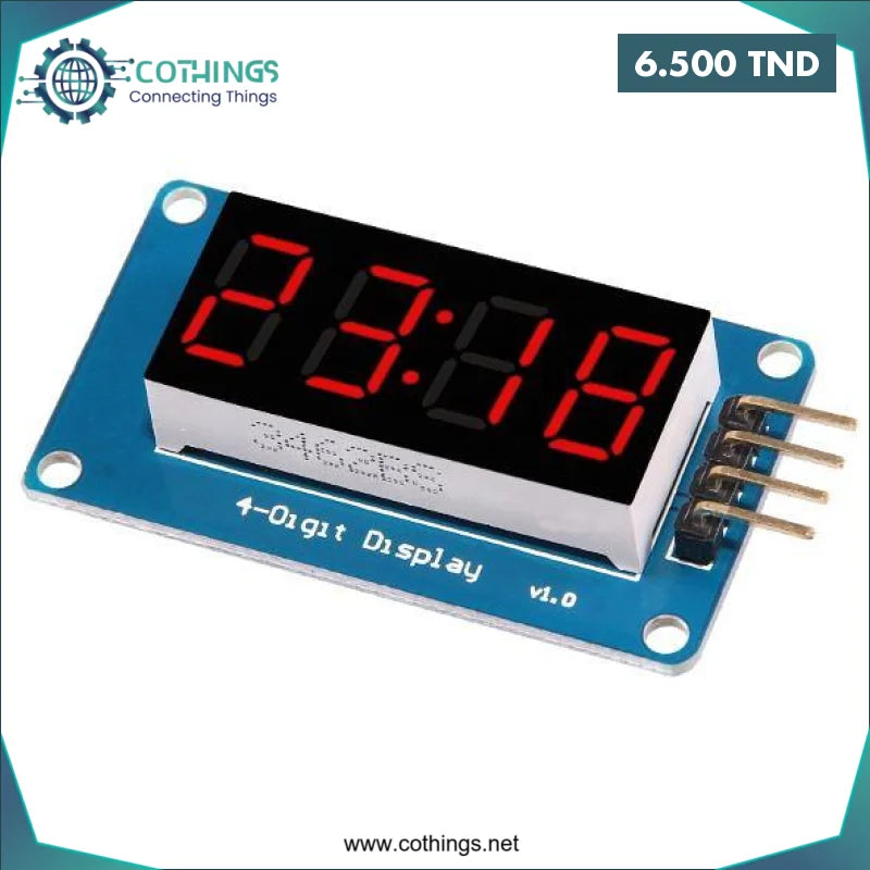 Acheter TM1637 AFFICHEUR 4 BITS + HORLOGE en Tunisie -  Disponible au meilleur prix sur CoThings