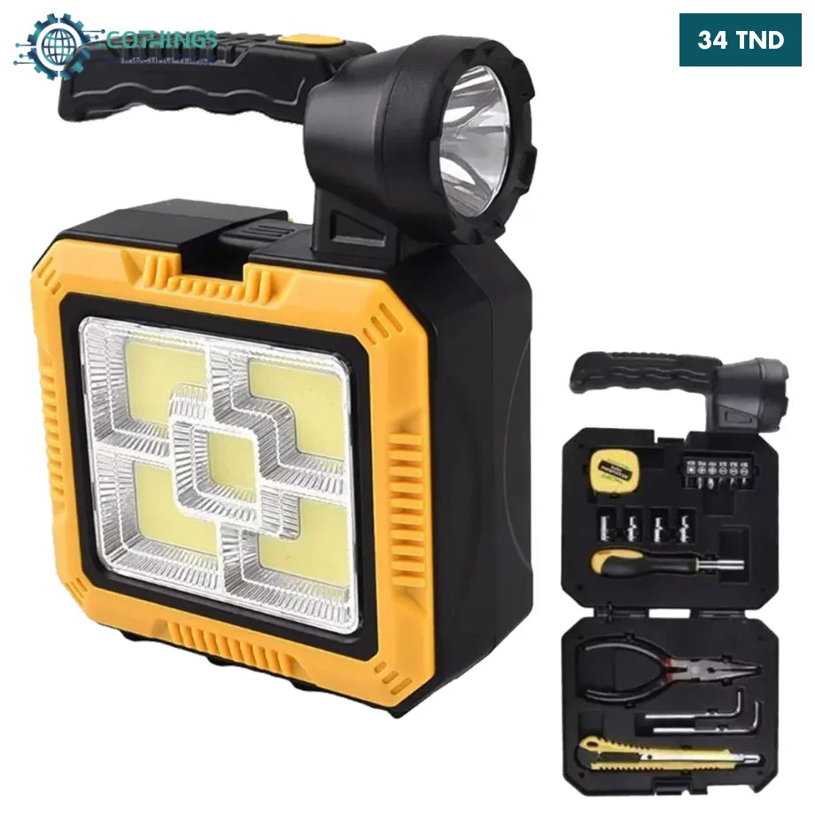 Torche-Lampe Portable Rechargeable Solaire Multifonction avec deux Torche-Lampe Portable Rechargeable Solaire Multifonction avec deux