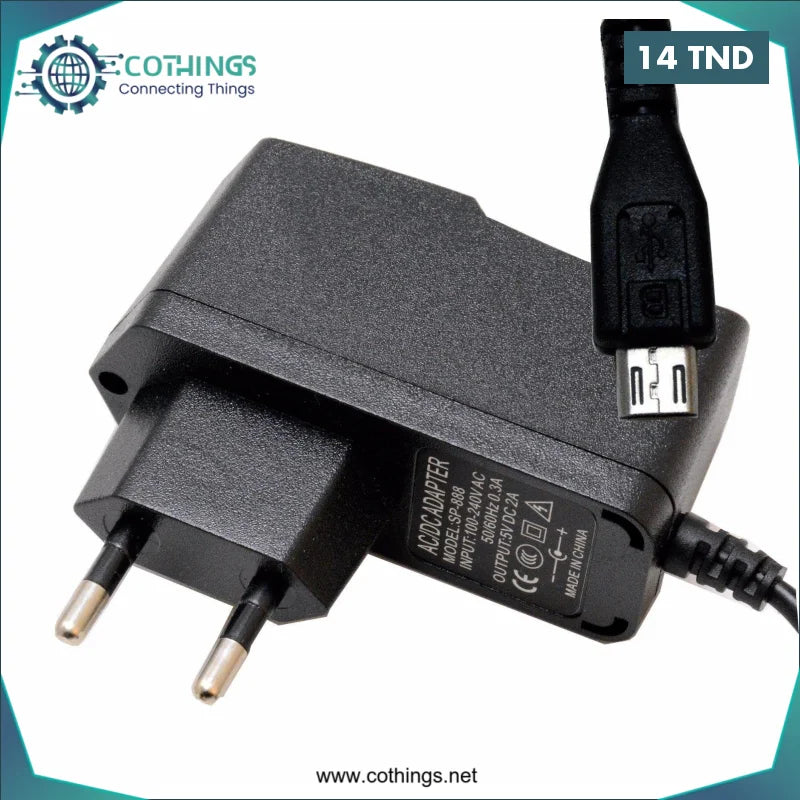 Acheter TRANSFORMATEUR-ADAPTATEUR 5V-2A MICRO USB POUR RASPBERRY 3 en Tunisie -  Disponible au meilleur prix sur CoThings