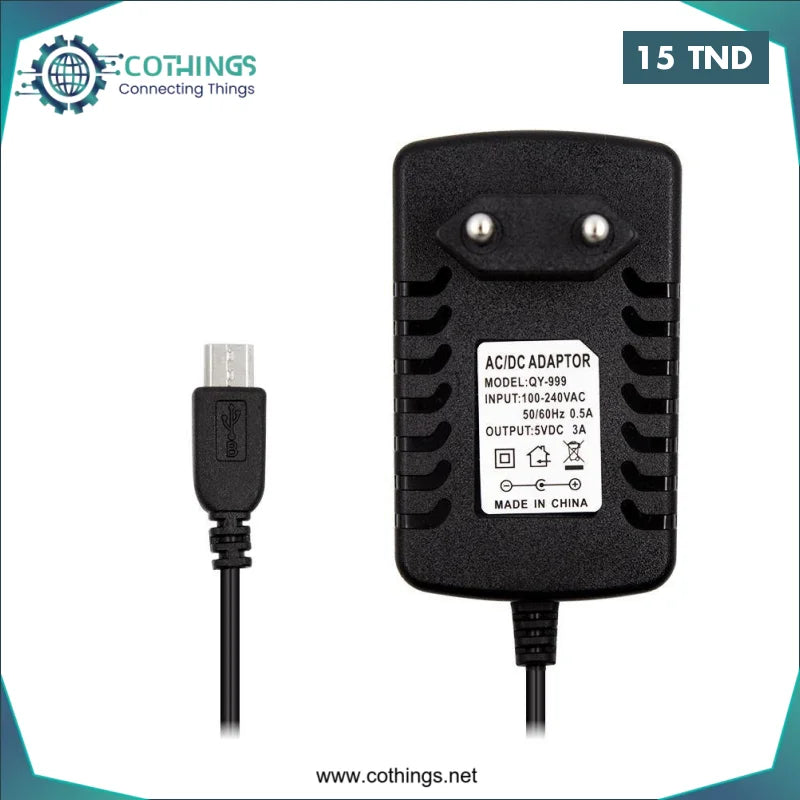 Acheter Transformateur Adaptateur 5V-3A Micro USB Pour Raspberry PI 3B+ en Tunisie -  Disponible au meilleur prix sur CoThings