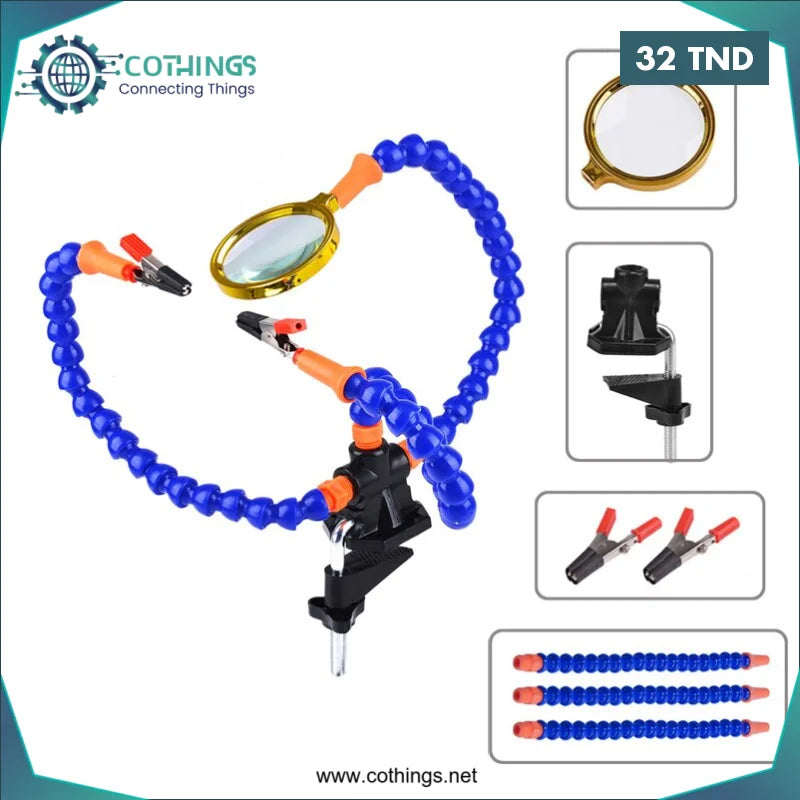Acheter Troisième Main flexibles multifonctionnel pour soudure avec loupe en Tunisie -  Disponible au meilleur prix sur CoThings