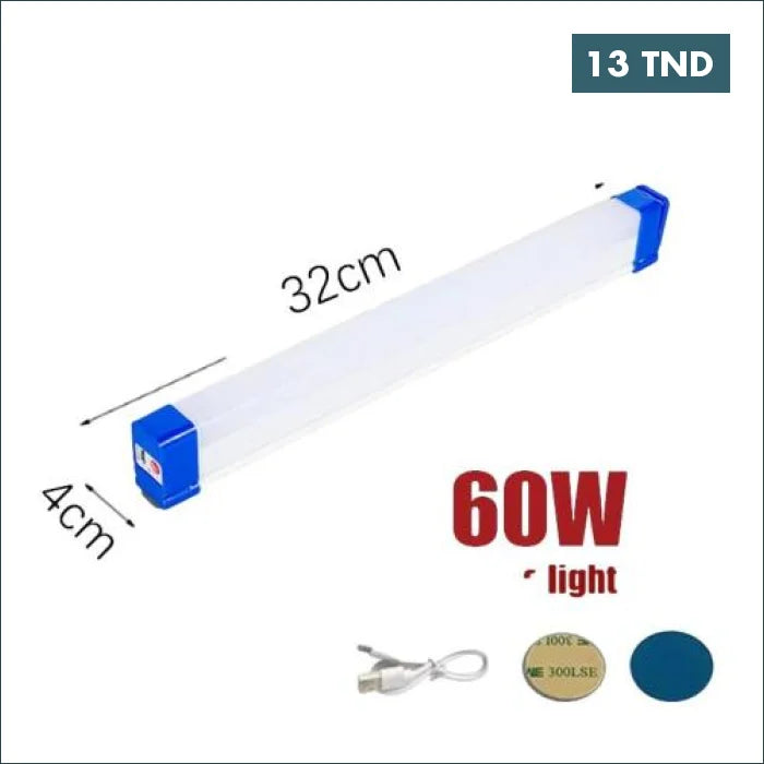 Acheter Tube LED rechargeable de 32 cm 60W Éclairage de secours en Tunisie -  Disponible au meilleur prix sur CoThings