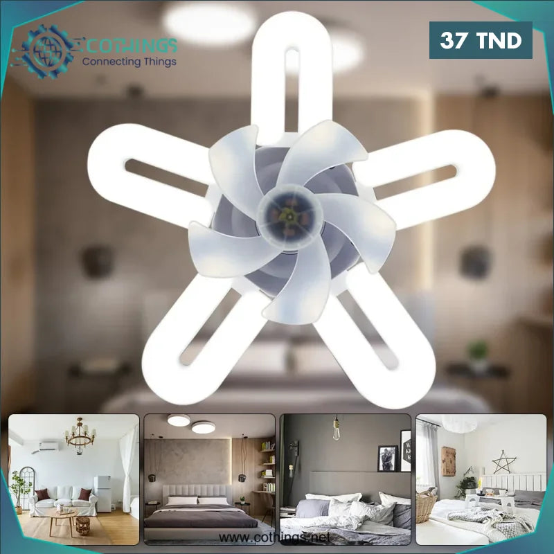 Acheter Ventilateur de plafond électrique avec une lumière variable et télécommandé 50W en Tunisie -  Disponible au meilleur prix sur CoThings