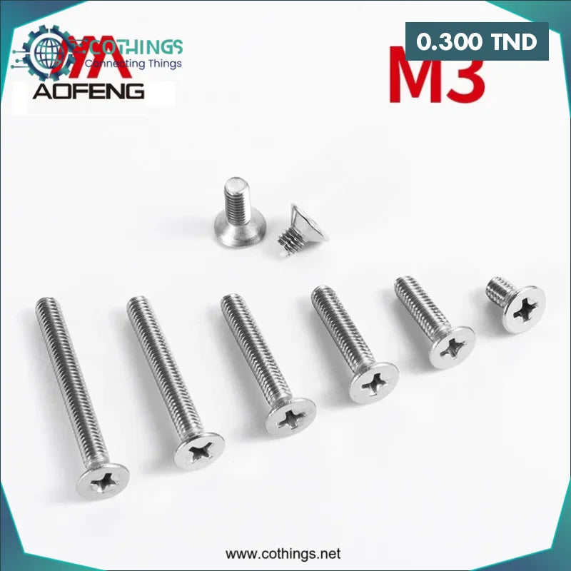 Acheter Vis autotaraudeuses à tête fraisée cruciforme en acier inoxydable 304 M3 x 10 en Tunisie -  Disponible au meilleur prix sur CoThings