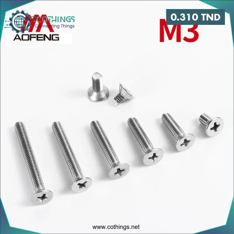 Acheter Vis autotaraudeuses à tête fraisée cruciforme en acier inoxydable 304 M3 x 8 en Tunisie -  Disponible au meilleur prix sur CoThings