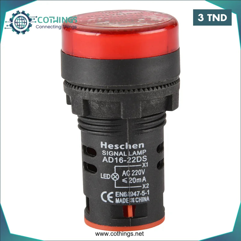 Acheter Voyant LED Rouge DC24V 22mm AD16-22DS en Tunisie -  Disponible au meilleur prix sur CoThings