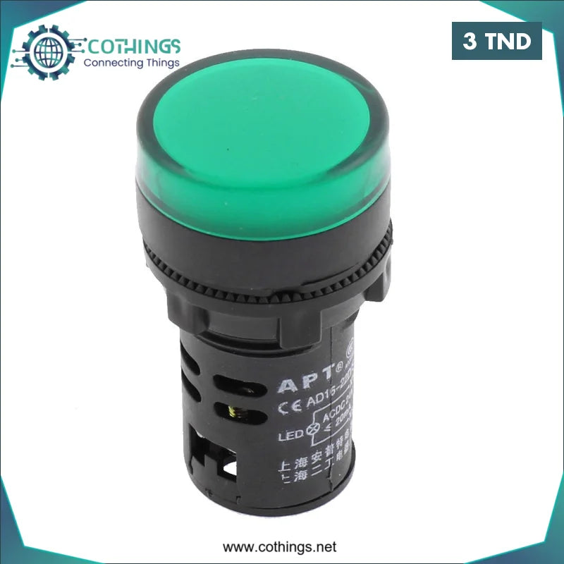 Acheter Voyant LED Vert DC24V 22mm AD16-22DS en Tunisie -  Disponible au meilleur prix sur CoThings