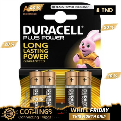 4 Piles DURACELL Plus Power AA - Domotique Tunisie