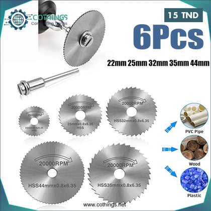 6 mini lames de scie circulaire HSS disque de coupe rotatif outil