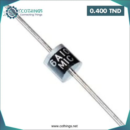 6A10 Diode de commutation 6A 1000V R6 2 broches - Domotique Tunisie
