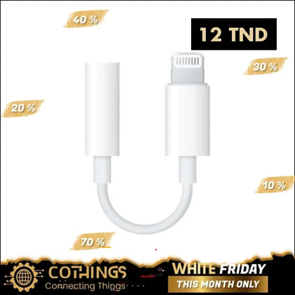 Adaptateur Apple Lightning vers Mini-Jack 3.5 mm Blanc - Domotique