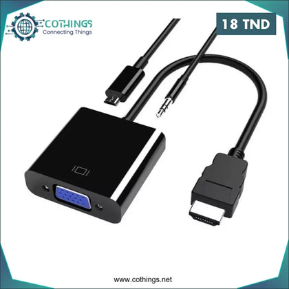 Adaptateur HDMI Mâle vers VGA Femelle avec Sortie Audio 3,5mm
