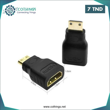 Adaptateur Mini HDMI Vers HDMI Femelle - Noir - Domotique Tunisie